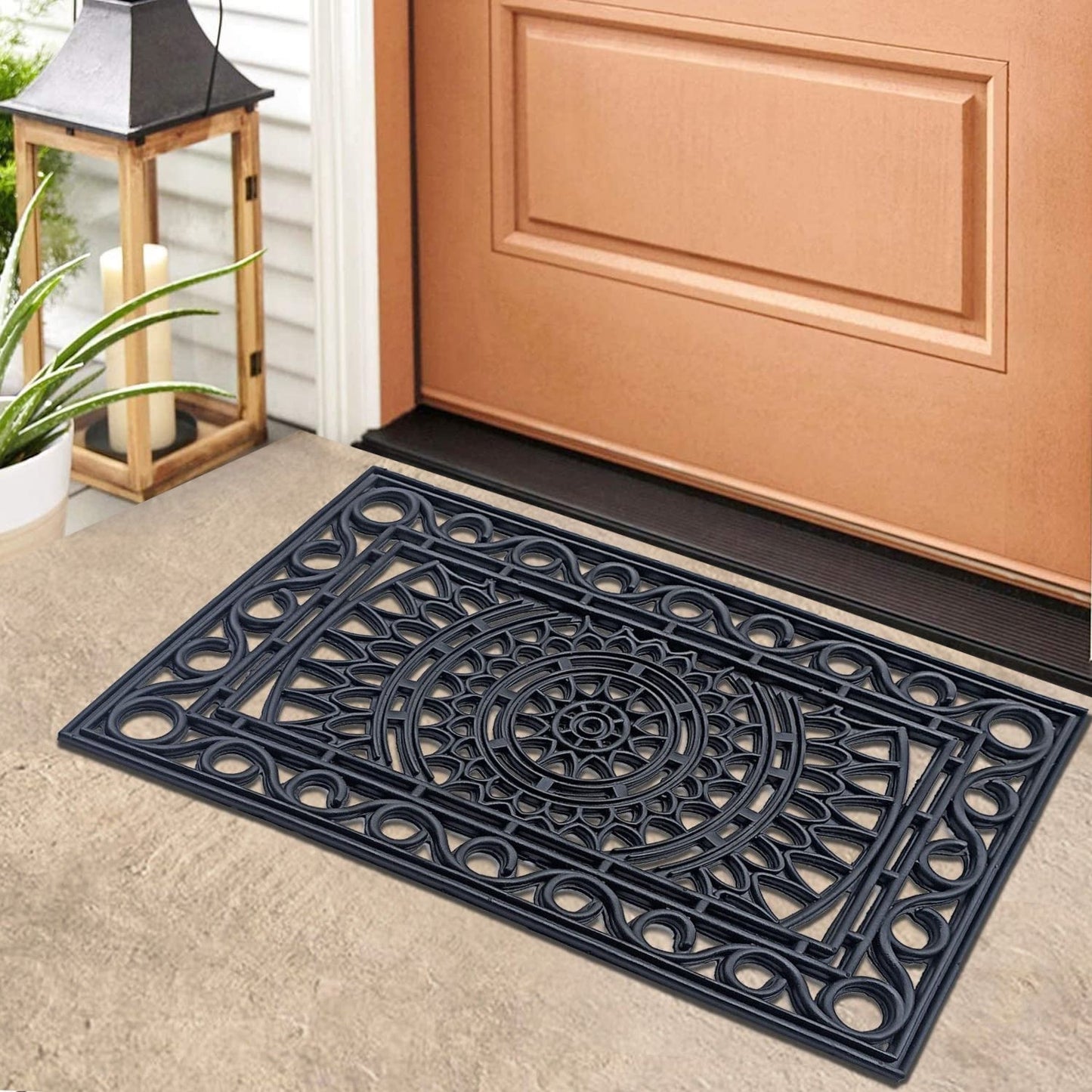 Premium Grade Non Slip Heavy Duty Entrance Mat Black Rubber Thin Doormat