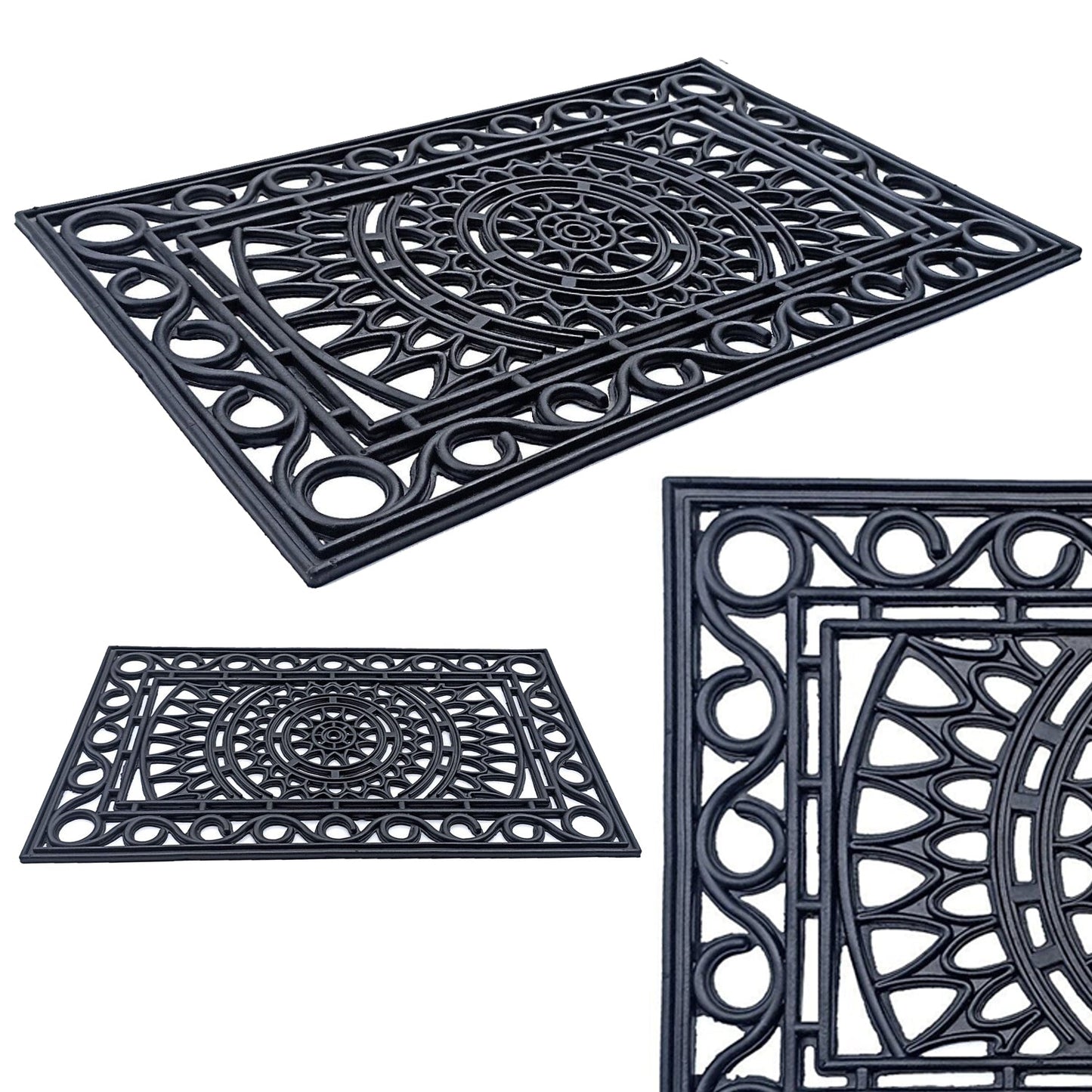 Premium Grade Non Slip Heavy Duty Entrance Mat Black Rubber Thin Doormat
