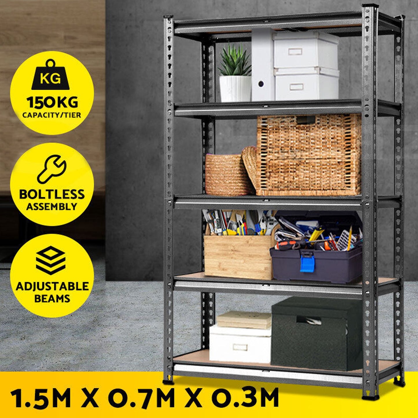 Garage Shelving Warehouse Rack Storage Shelves Pallet Racking Steel Shelves 1.5m