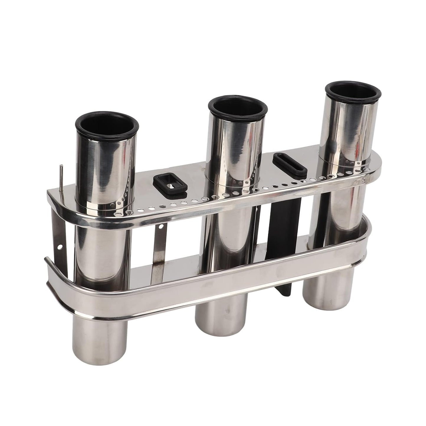 Fishing Rod Holder 3 Tubes Linked Rod Rack Holder Organizer Stainless Steel Portable Boat Accessories