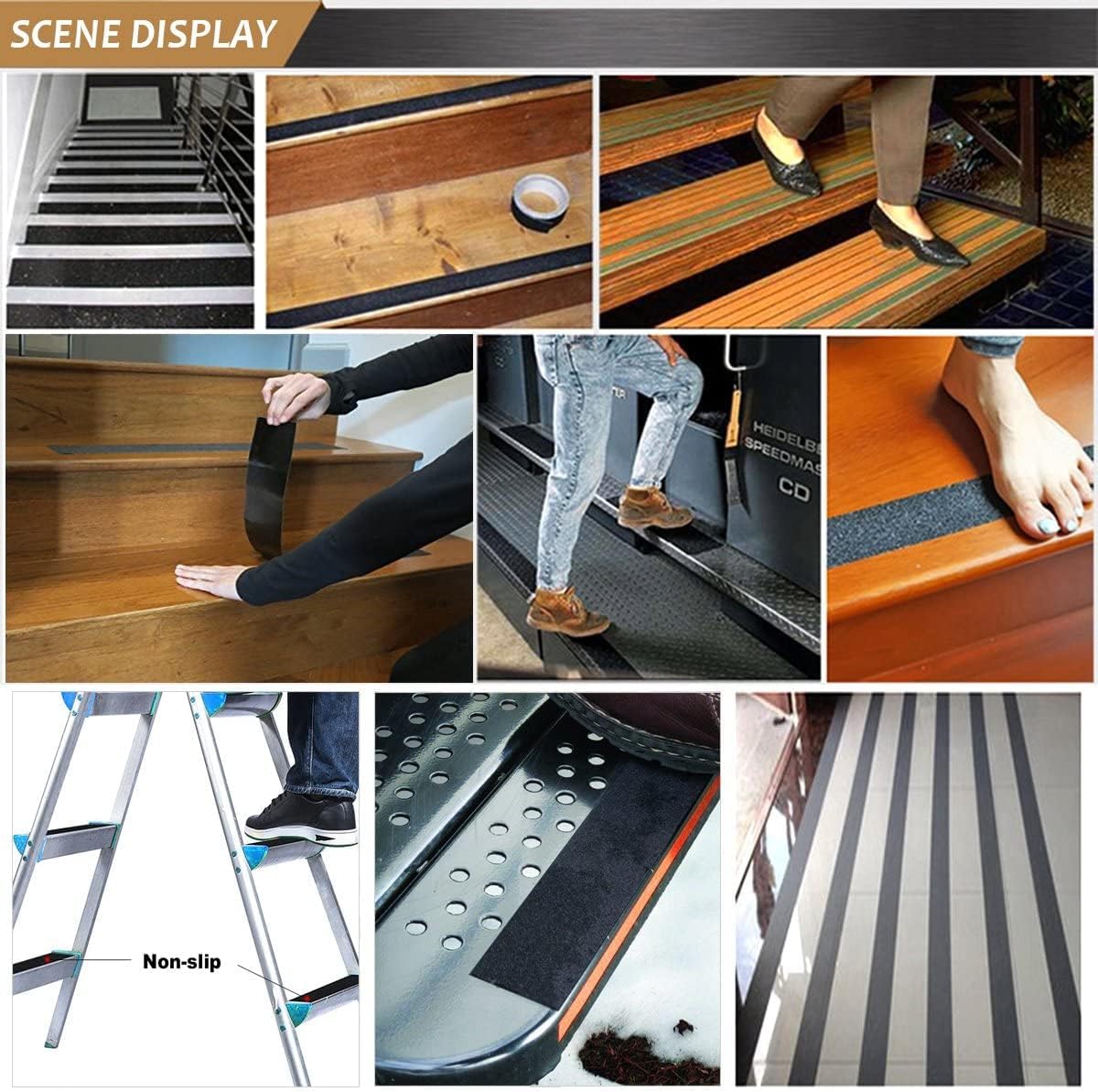 Non Slip Safety Grip Tape for Stairs Steps Non Skid Tread High Traction Self Adhesive