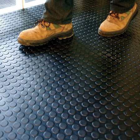 Heavy Duty Coin Pattern Rubber Matting Black Mat Anti Slip Garage Flooring