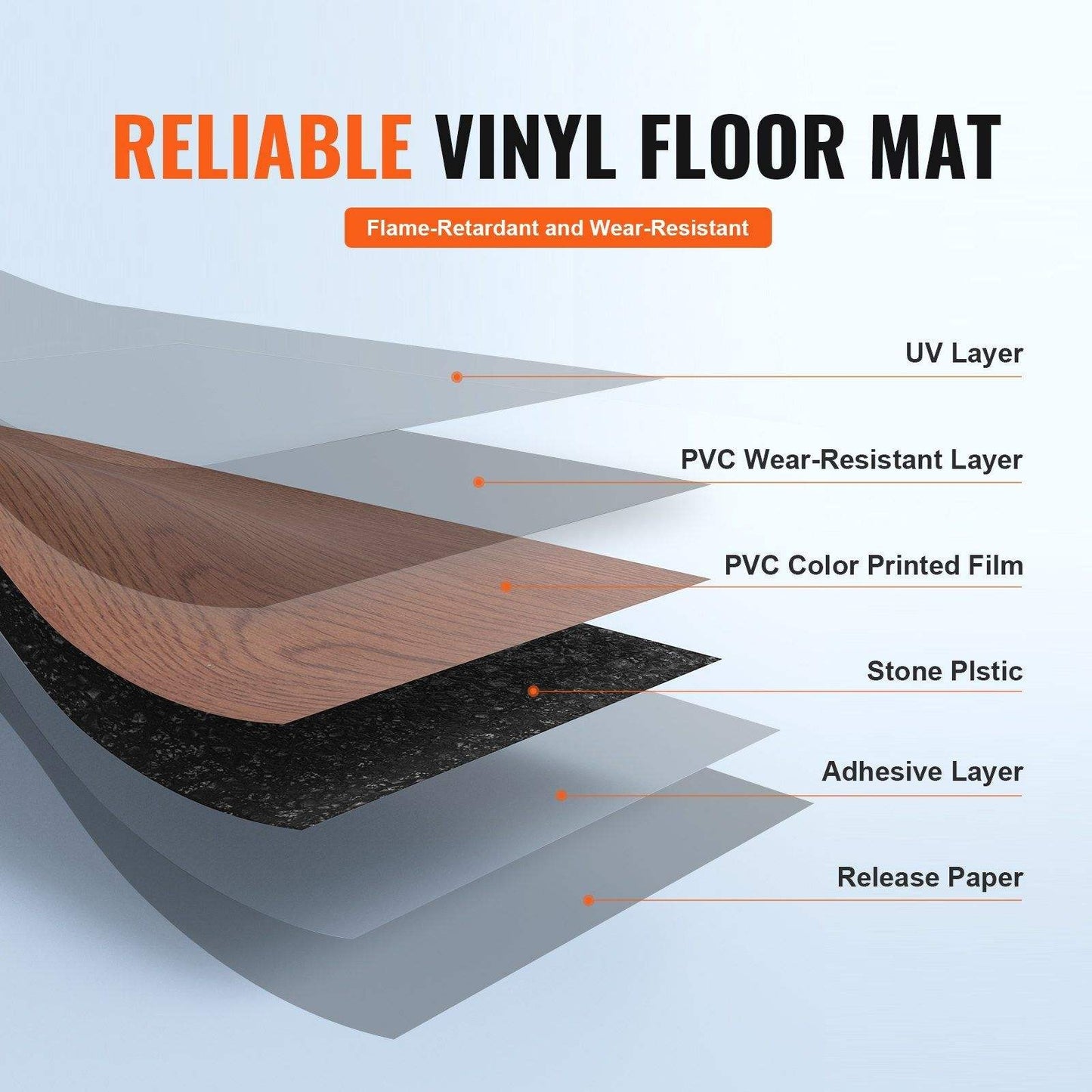 Vinyl Self Adhesive Floor Tiles Deep Brown Wood Grain 36 PCS Peel Stick Design