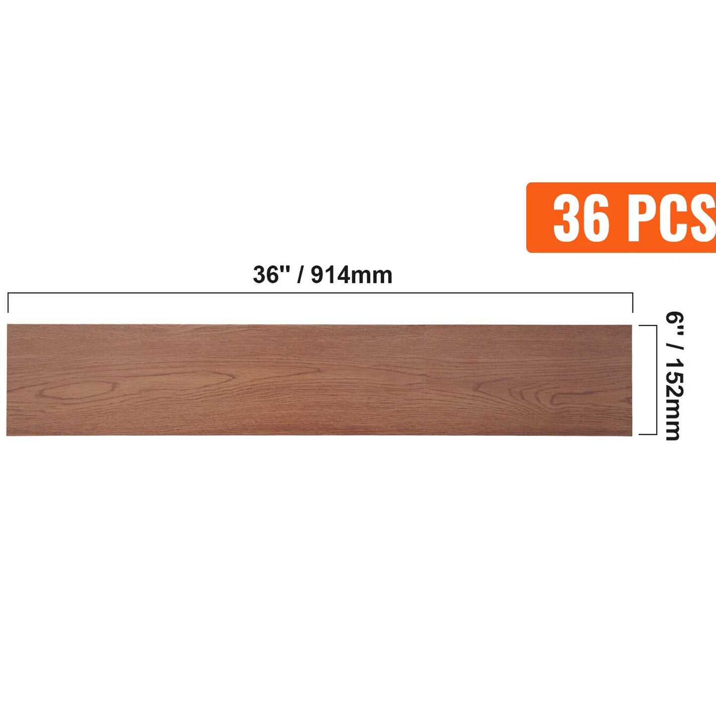 Vinyl Self Adhesive Floor Tiles Deep Brown Wood Grain 36 PCS Peel Stick Design