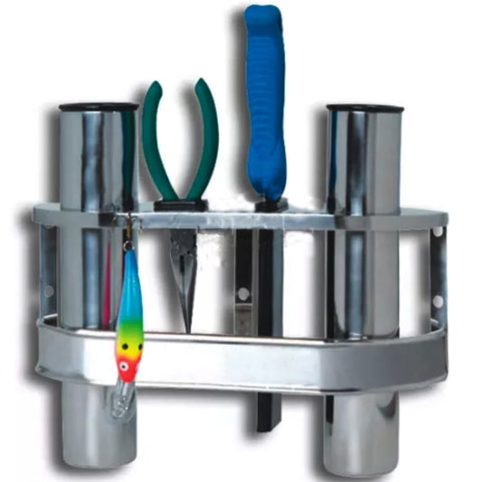 Vertical Holder Stainless Steel Organizer Two Rolls Rack for Tolls Storage Fishing Rod Holder