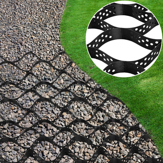 Gravel Ground Grid Expansion Foldable Driveway Stabilization Geo Grids Tensile Black