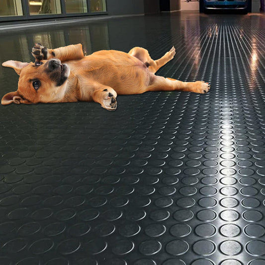 Nonslip Heavy Duty Kennel Flooring Round Dot Rubber Matting Black