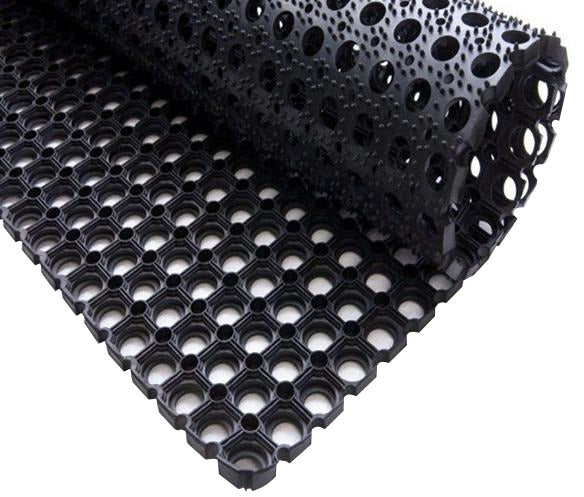 Heavy Duty Entrance Rubber Mat with Holes Non-Slip Weatherproof Outdoor Entrance Mat