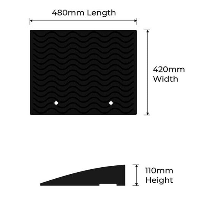 Heavy Duty Solid Rubber Kerb Ramp Black