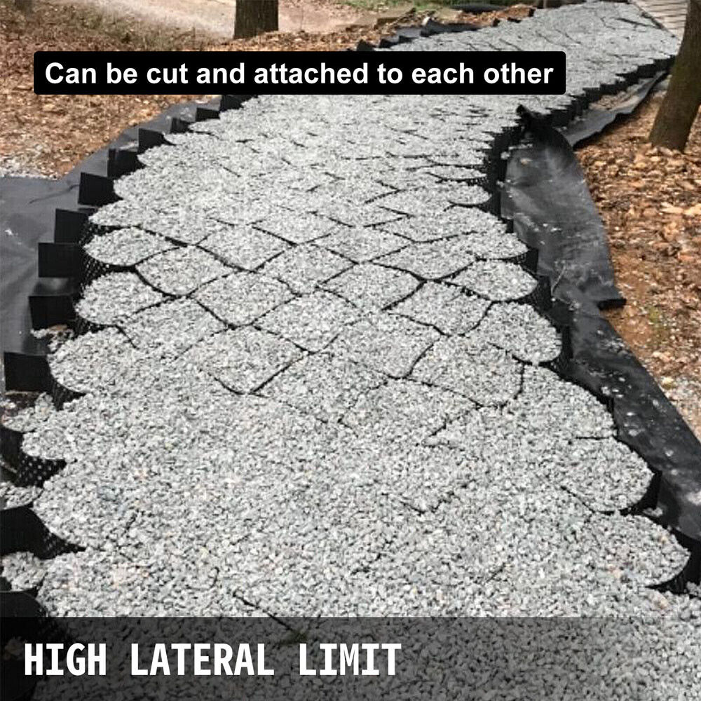 Gravel Ground Grid Expansion Foldable Driveway Stabilization Geo Grids Tensile Black