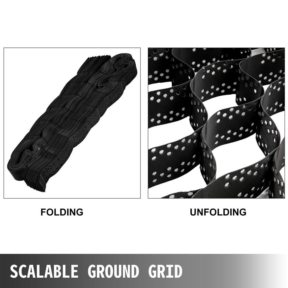 Gravel Ground Grid Expansion Foldable Driveway Stabilization Geo Grids Tensile Black