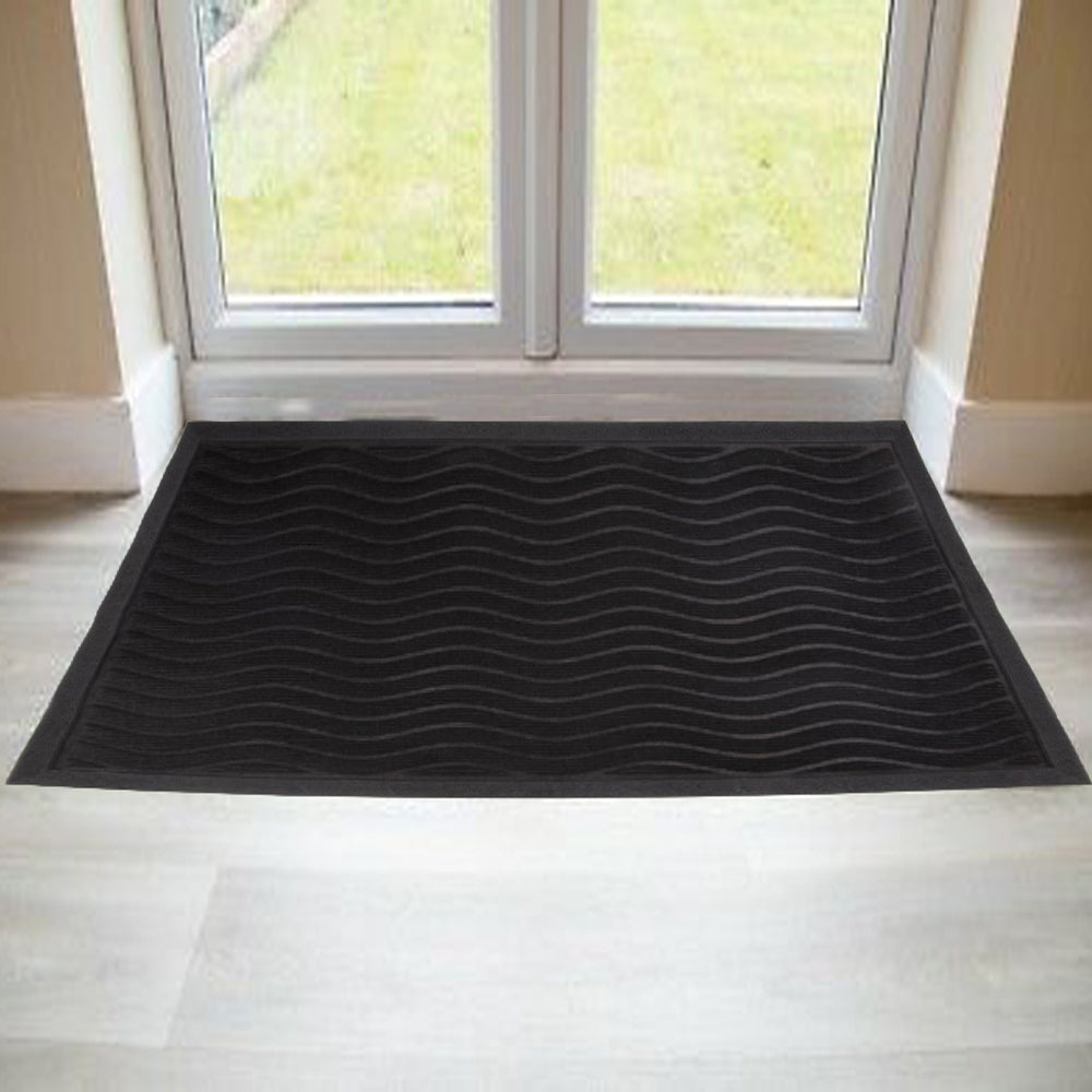 Premium Non Slip Heavy Duty Door Mat Rubber Back Outdoor Welcome Entrance Mats Black