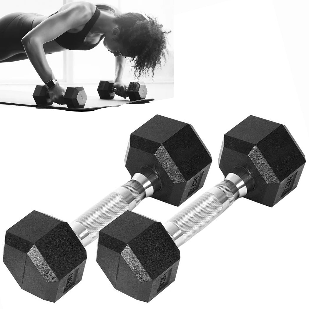 Rubber Hex Dumbbell Fitness Home Gym Exercise Strength Dumbbell Weight Rubber Encased Silent