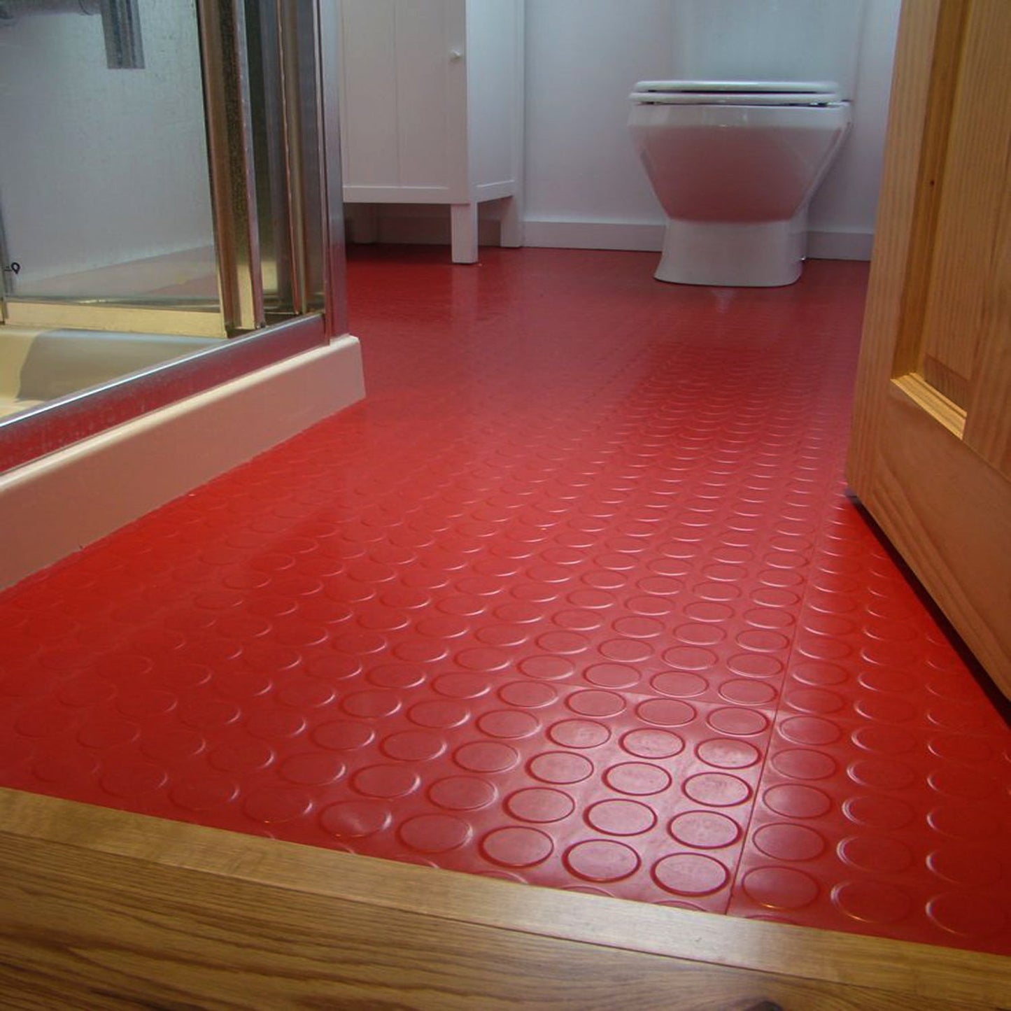 Anti Slip Round Dot Pattern Mat Red