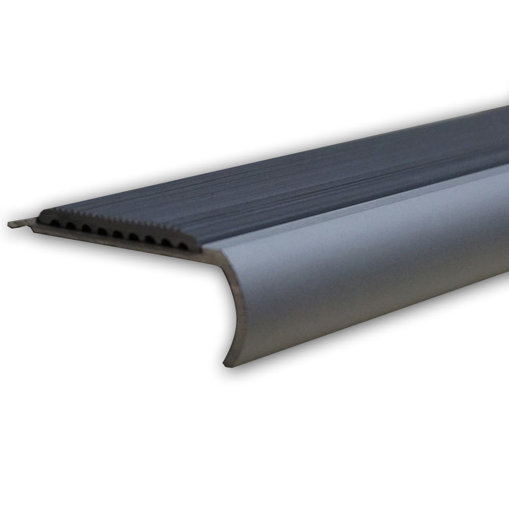 Non Slip Anodised Aluminium Stair Nosing Edge Trim Step Nosing Anti Slip 1.2m Length Rubber Insert