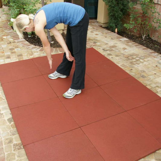 Rubber Playground Tiles Terracotta Red 1m x 1m x 15mm