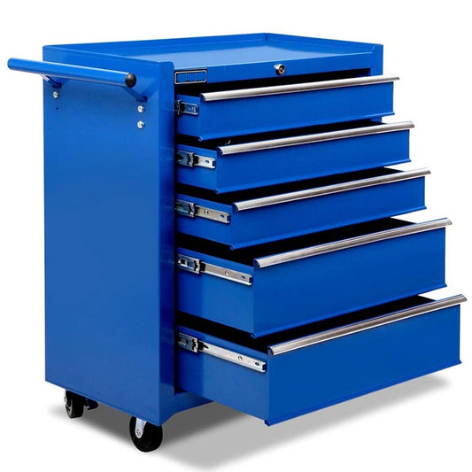 Garage 5 Drawers Tool Box Steel Garage Storage Toolbox Castor Wheels Toolbox