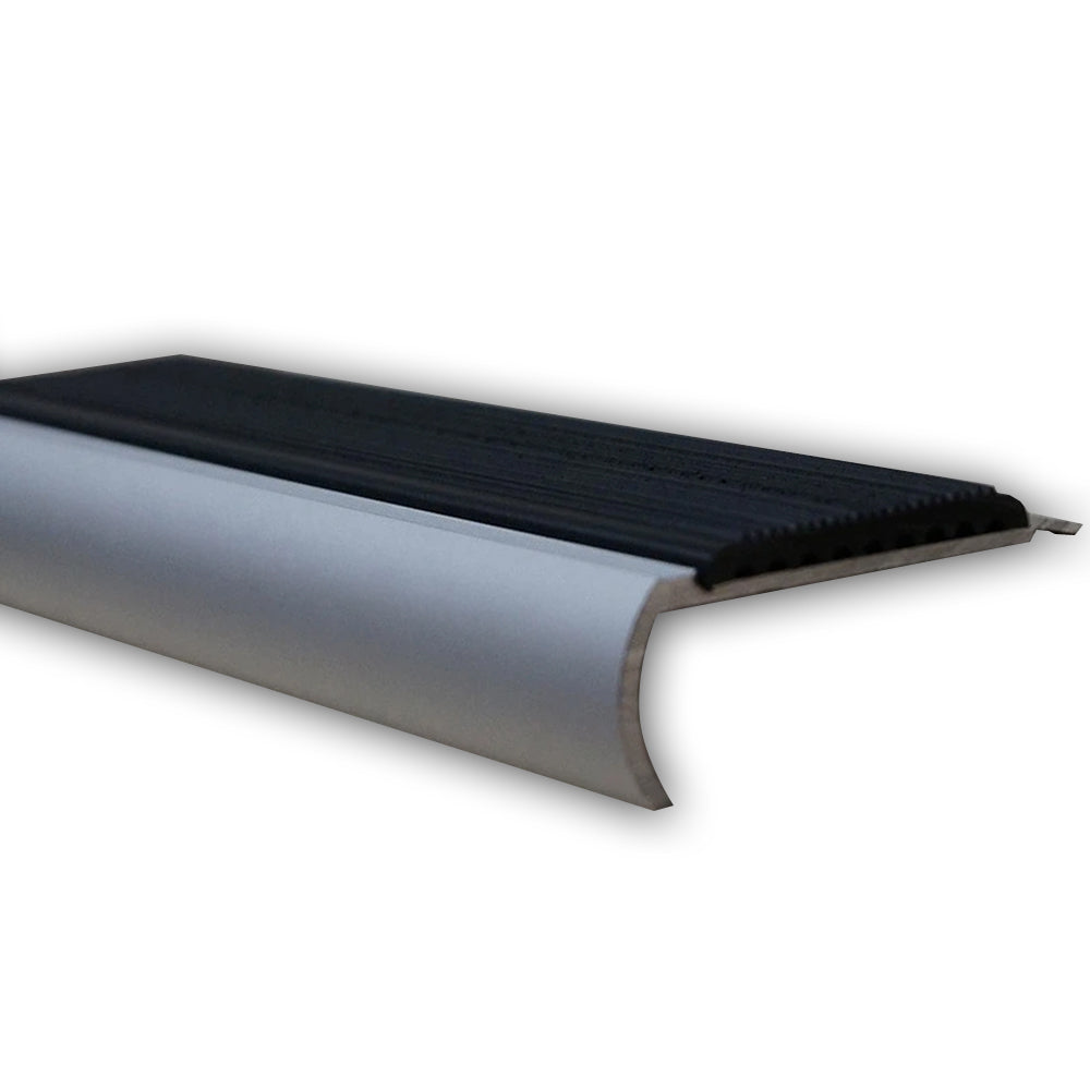 Non Slip Anodised Aluminium Stair Nosing Edge Trim Step Nosing Anti Slip 1.2m Length Rubber Insert