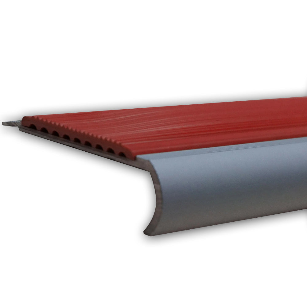 Non Slip Anodised Aluminium Stair Nosing Edge Trim Step Nosing Anti Slip 1.2m Length Rubber Insert