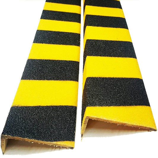 Heavy Duty GRP Stair Tread Nosing Anti Slip Stair Nosing Black & Yellow 1.2m Long Premium Grade