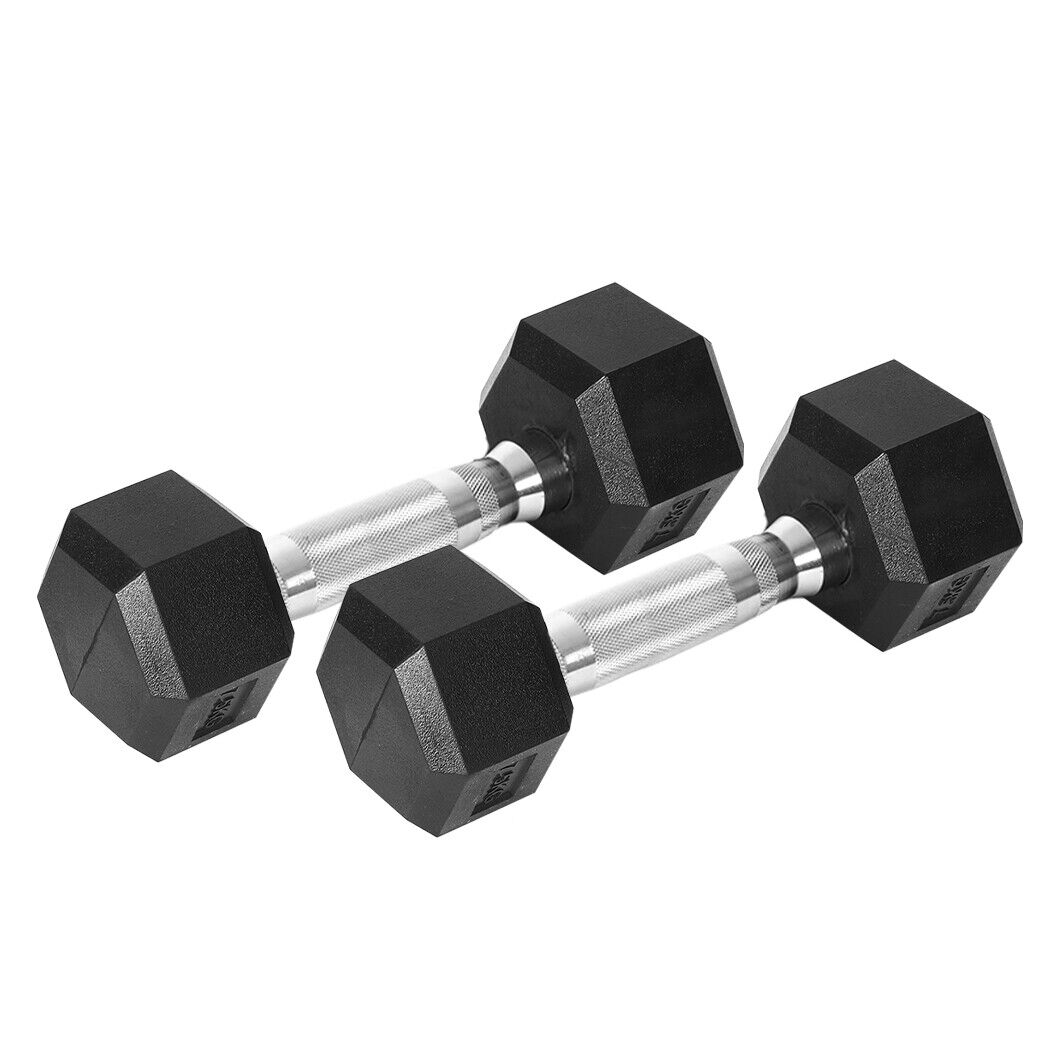 Rubber Hex Dumbbell Fitness Home Gym Exercise Strength Dumbbell Weight Rubber Encased Silent