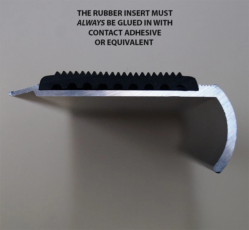 Non Slip Anodised Aluminium Stair Nosing Edge Trim Step Nosing Anti Slip 1.2m Length Rubber Insert