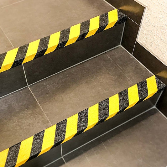 Premium Grade Heavy Duty GRP Stair Nosing Hazard Anti Slip Grit Surface 1.4m Long Black & Yellow
