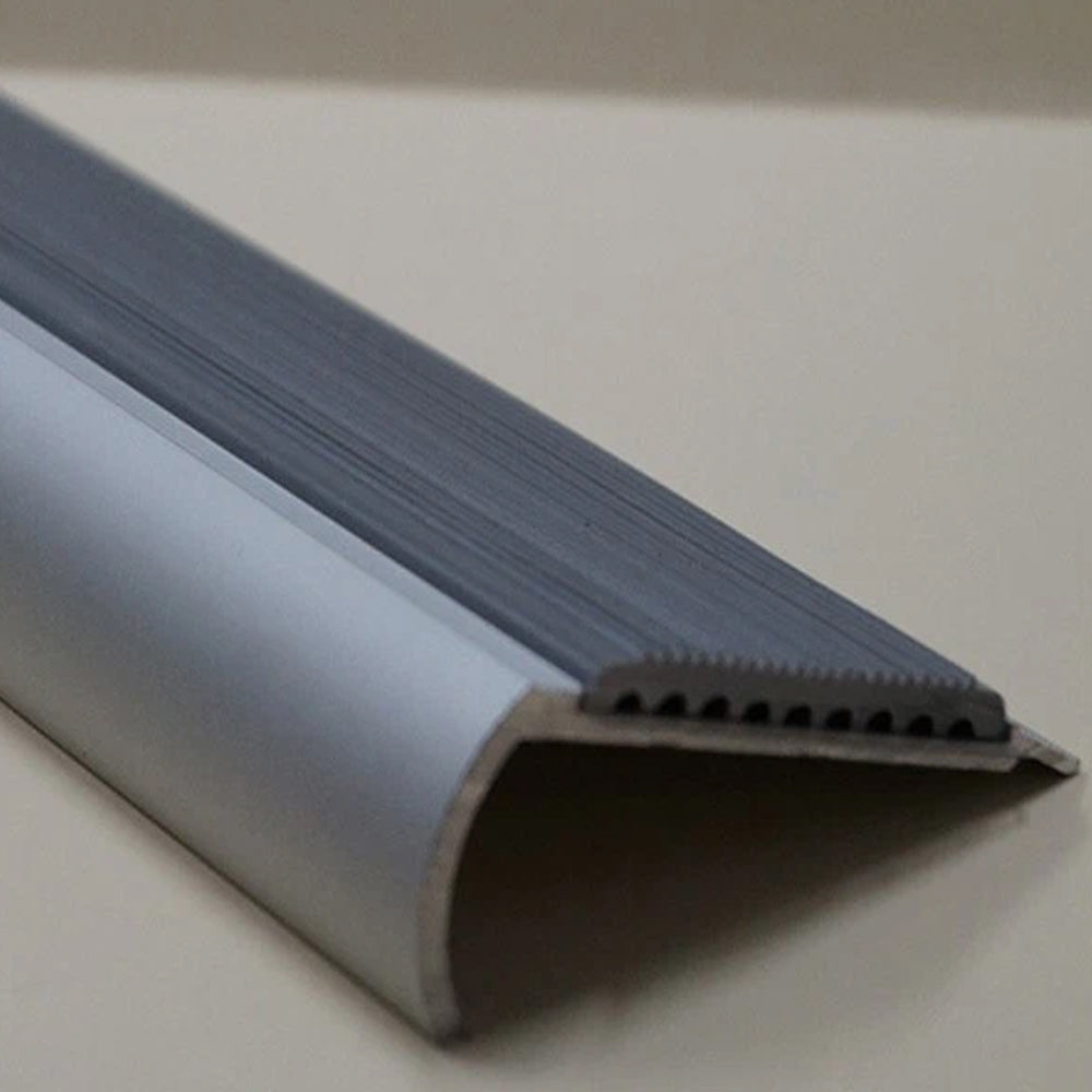 Non Slip Anodised Aluminium Stair Nosing Edge Trim Step Nosing Anti Slip 1.2m Length Rubber Insert