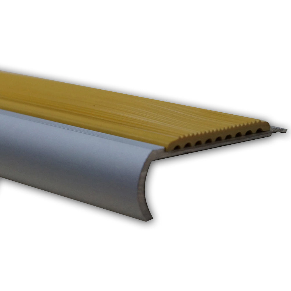 Non Slip Anodised Aluminium Stair Nosing Edge Trim Step Nosing Anti Slip 1.2m Length Rubber Insert