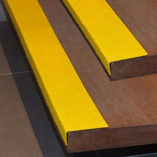 Premium Grade Anti Slip GRP Stair Nosing Heavy Duty Step Edge Protection Yellow 1.4m Long Pack of 4